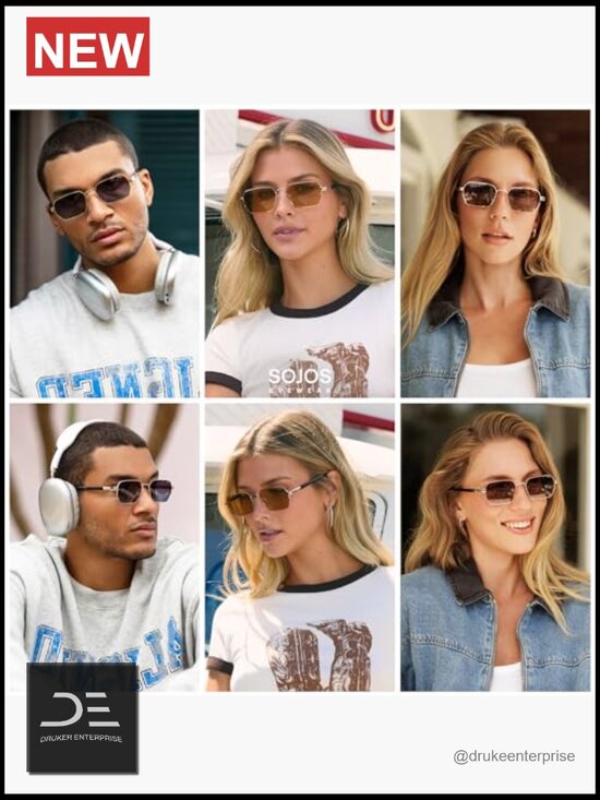 Retro Rectangle Polarized 90s Sunglasses Trendy Narrow Hexagon Square Shades main image 4
